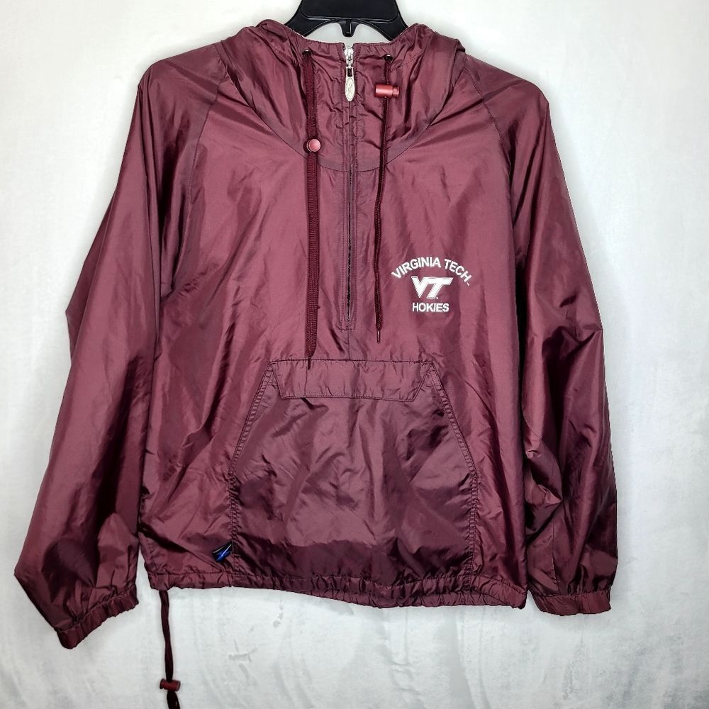 Vintage Virginia Tech Hokies Maroon Windbreaker‎ Hooded Pullover Size Small